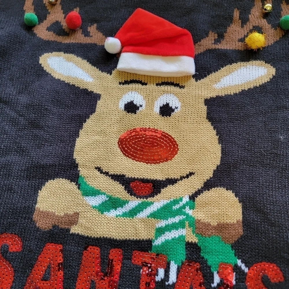 NWT No Boundaries Juniors Christmas Sweater, Jingle bells, Size L (11-13) T56